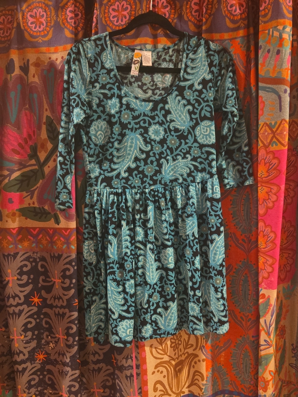 Mimi Chica Teal Paisley Knit Casual Dress